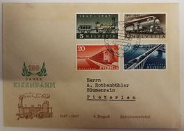 B218) 1947, Illustrierter FDC 100 Jahr Eisenbahn sehr selten