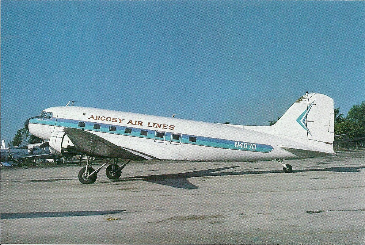 Ansichtskarten: Argosy Air Lines  DC-3  N407D – Neu und originalverpackt aus Thun von Abigboss
