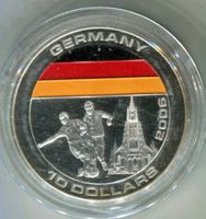 Farbmünze "Fussball WM 2006. 10 $ Liberia".