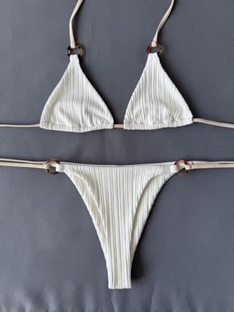 White Ribbed Bikini
