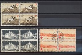 Schweiz 1939-1948 4er-Blöcke Bundesfeier, 1848 & Genf 3 Stk