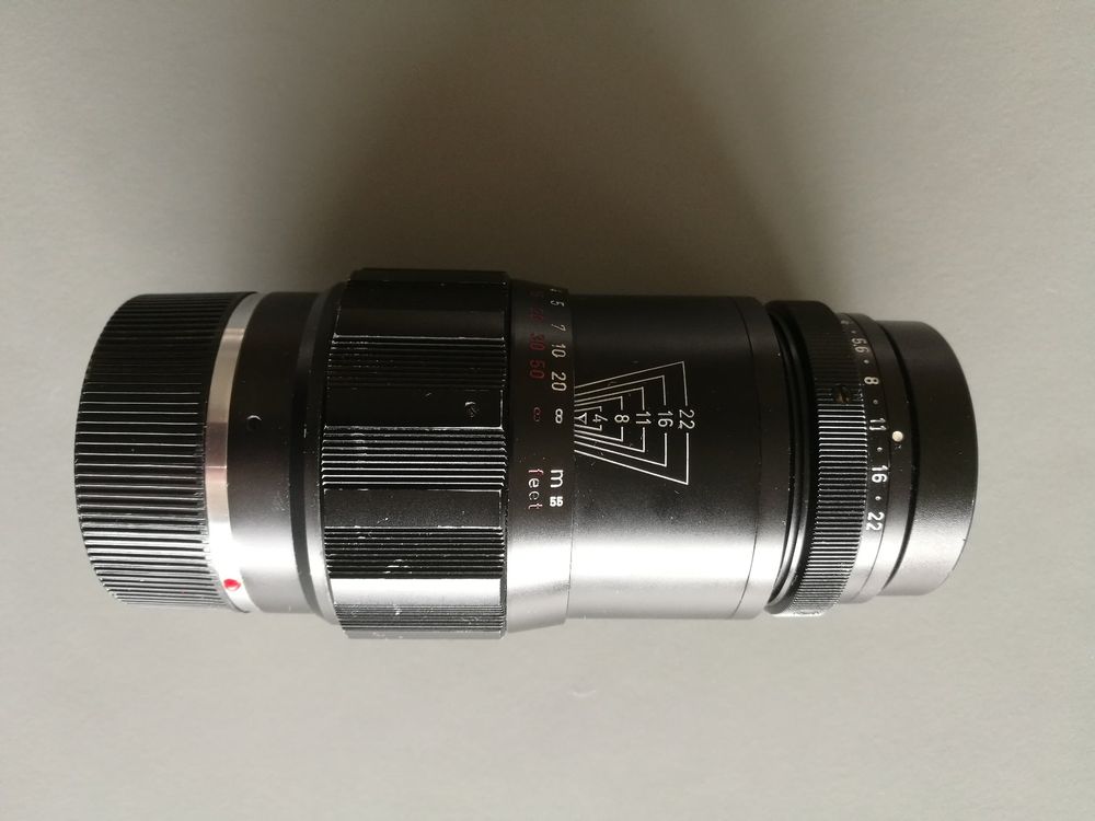 Objectif Leica ELMAR-M 135mm F/4 - Monture Leica M, Filtre 39mm, Avec Pare-soleil Et Capuchons - Occasion