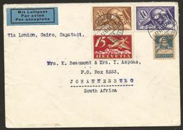 Flugpost Schweiz 1934 St. Gallen Johannesburg  Luftpost