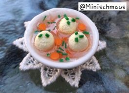 Knödel Suppe Handgemacht, Keramik Schüssel, auch für Maileg