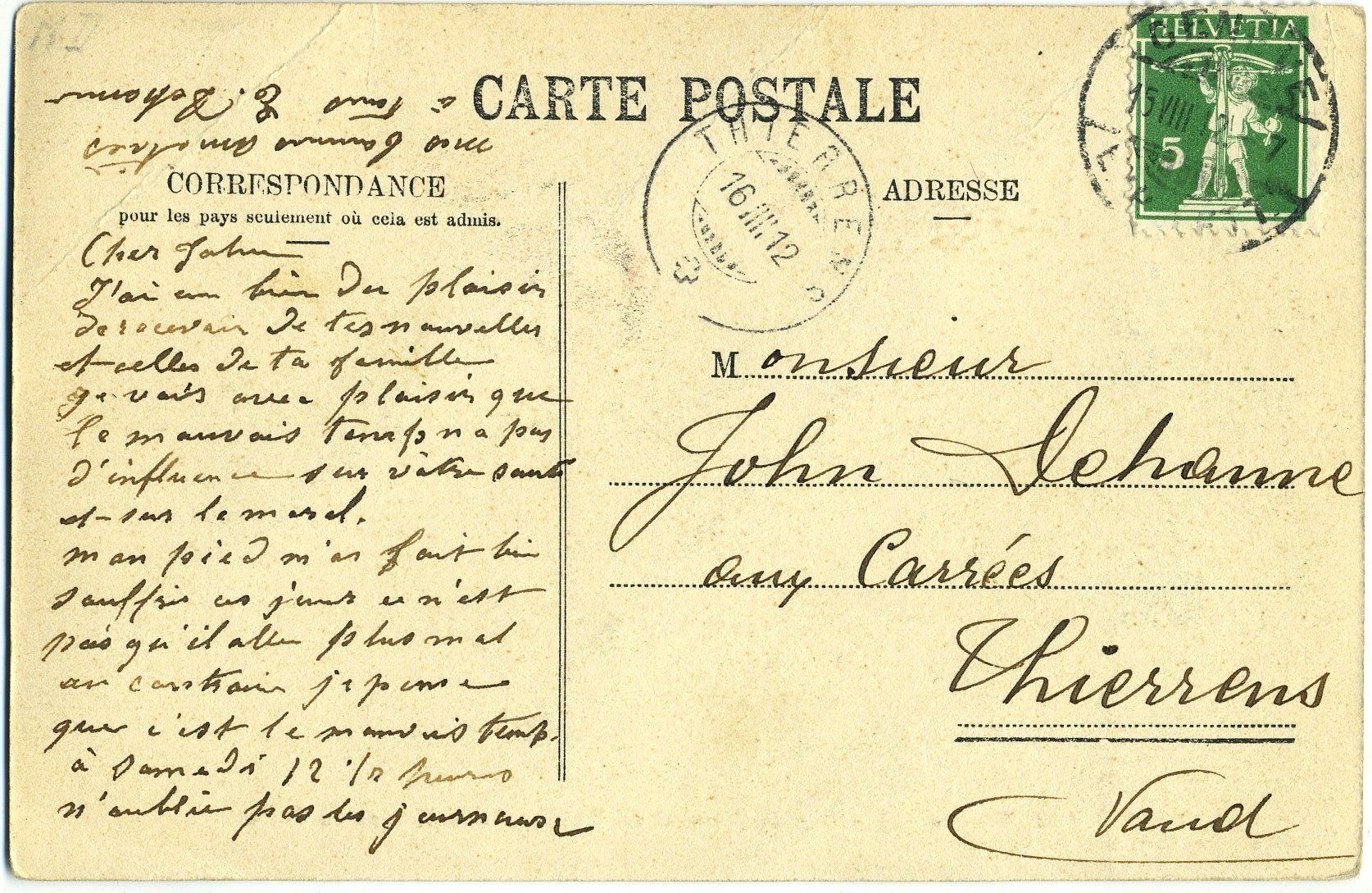 Cartoline postali: Genève. Jonction les tireurs de sable. 1912 – Usato da Versoix venduto da HELVETICA_1 1