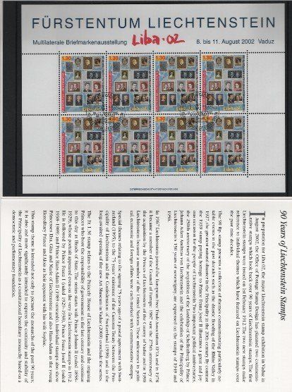 Tutti i francobolli: 2002 Briefmarkenausstellung Liba 02 / 2 x Kleinbogen – Usato da Gordola venduto da tist 2