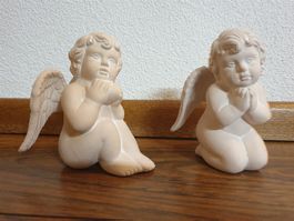 2 Terracotta Engel weiss patiniert