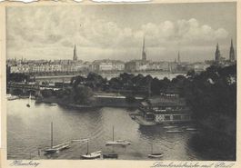Ansichtskarte Hamburg Lombardsbrücke mit Stadt