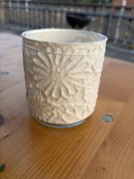 Windlicht Glas mit Blumenmuster cremefarben guter Zustand