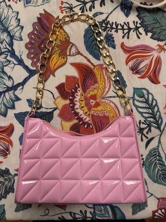 Handtasche Pink Lack Lederoptik 