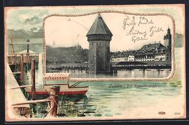 Litho Luzern, Die Kapellbrücke, Uferpar