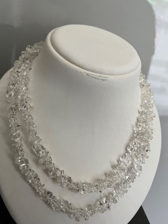 Collier Cravate Argent Cristaux Diamant Vintage 5152 - Rare Et Parfait état