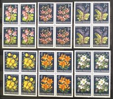 1966 Österreich/ Alpenflora Viererblock Satz ** Mi-1209-1214