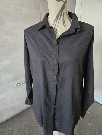 Schwarze Leinen Hemd von Lindex, Grösse S