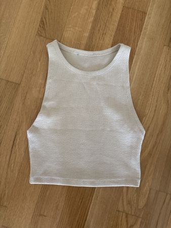 Crop top beige texture gaufrée