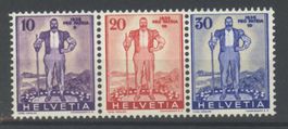 1936, Pro Patria W2–W4, Einzelwerte zusammenhängend **