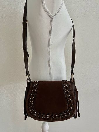 Tasche dunkelbraun/gold mit Fransen
