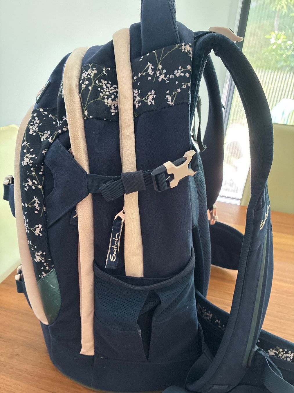 Borse & Zaini: Satch Schulrucksack – blau mit rosa Blumenmuster – Usato da Lostorf venduto da lac_g2ry 1