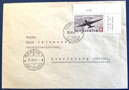 1944 Schweiz Flugbrief F40 - Zürich - Genève mit Eckrand