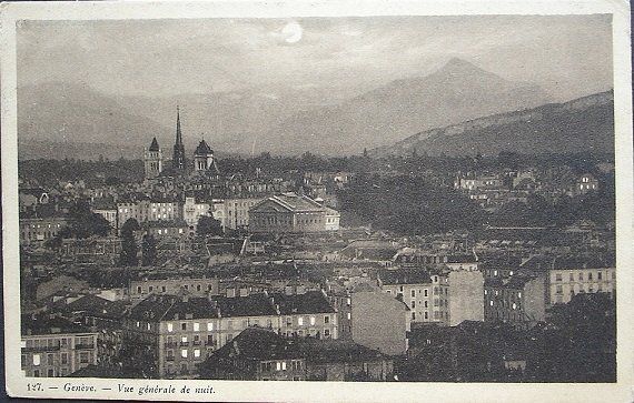 Cartoline postali: GENÈVE Vue générale de nuit – Usato da Jona venduto da philajona
