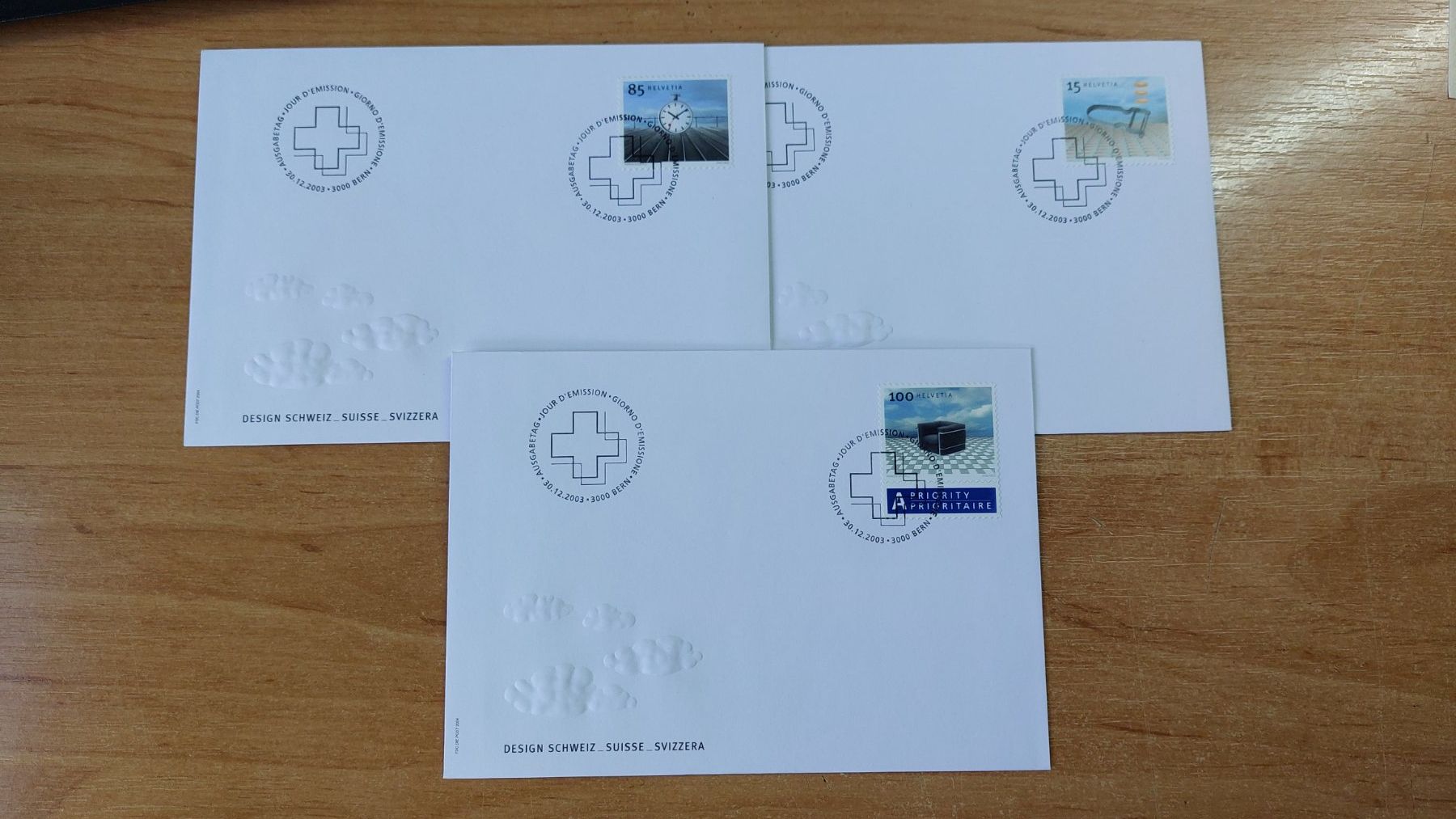 Tutti i francobolli: F1107 - 3 FDC Timbres courants 30.12.2003 – Usato da Trélex venduto da Phil_Albert