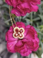 Roter Saphir Glücksklee Anhänger, 925 Silber, neu,  Glück