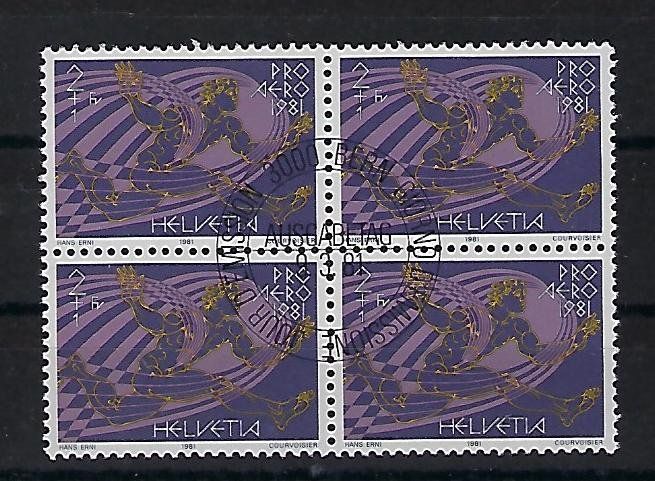 Alle Briefmarken: 1981 Flugpost Hans Erni Viererblock gestempelt 14865 – Gebraucht aus Lunden von Animus999