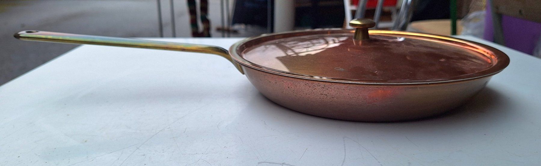 Padelle: Kupferpfanne mit Deckel, Messing Pfannenstiel – Usato da Weinfelden venduto da JoeBaer 3
