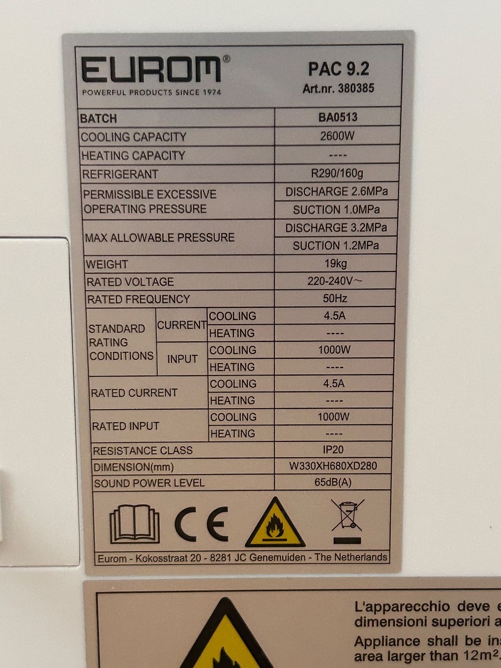 Condizionatori: Klimagerät Eurom PAC 9.2 – Usato da Dietlikon venduto da Pedja21 1