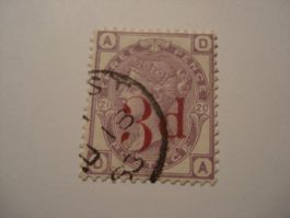 Grossbritannien, alte Marke 3 Pence, Überdruck, o