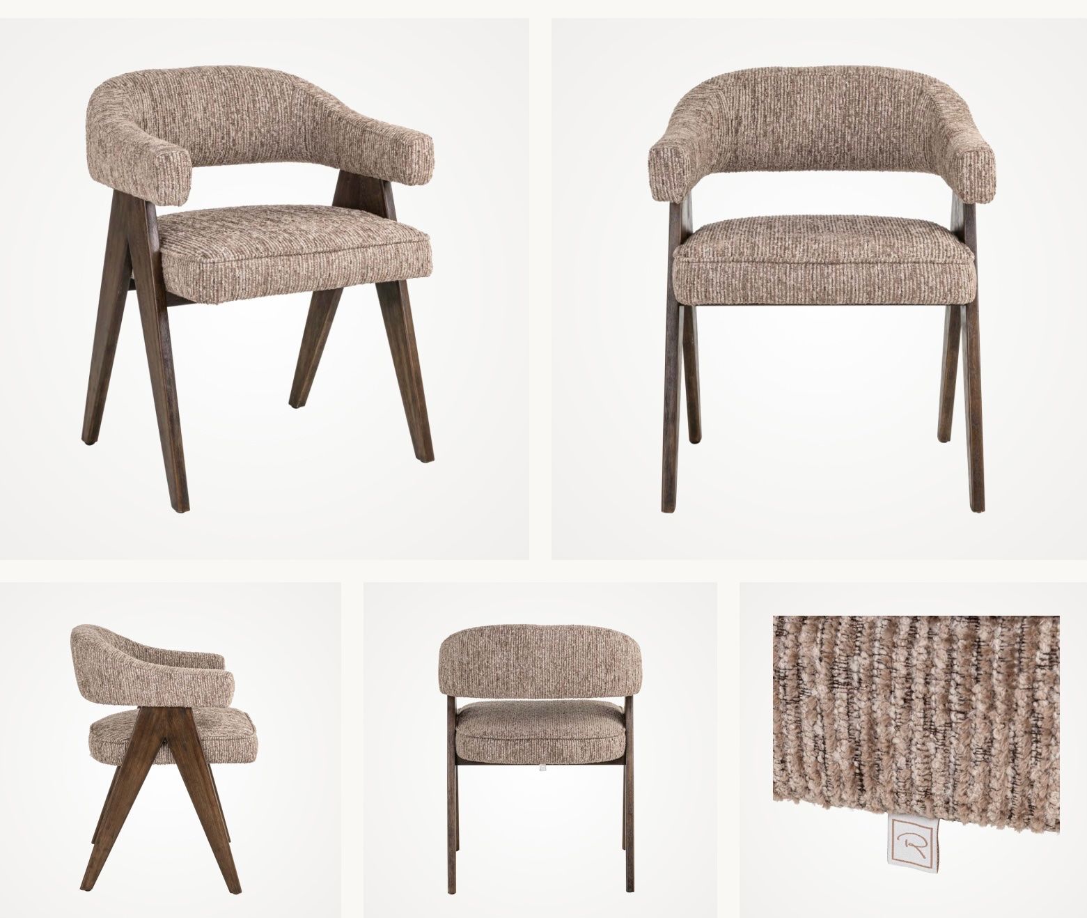 Sedie: NEW+NEW+Dining chair Mori mocca linear fire retardant – Nuovo e nell'imballaggio originale da Ruswil venduto da Miami-2026 1