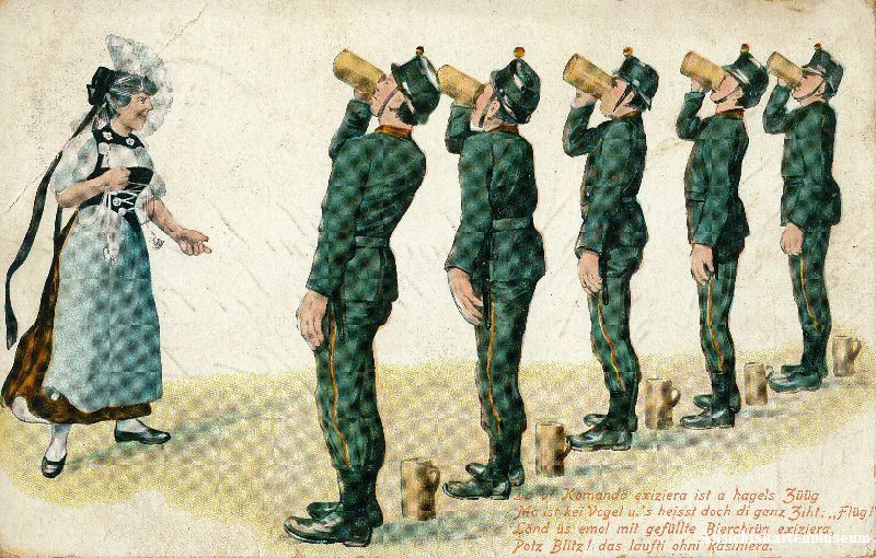 Ansichtskarten: Militär Armee - Juxkarte Stempel 1908 – Gebraucht aus Emmenbrücke von teestube