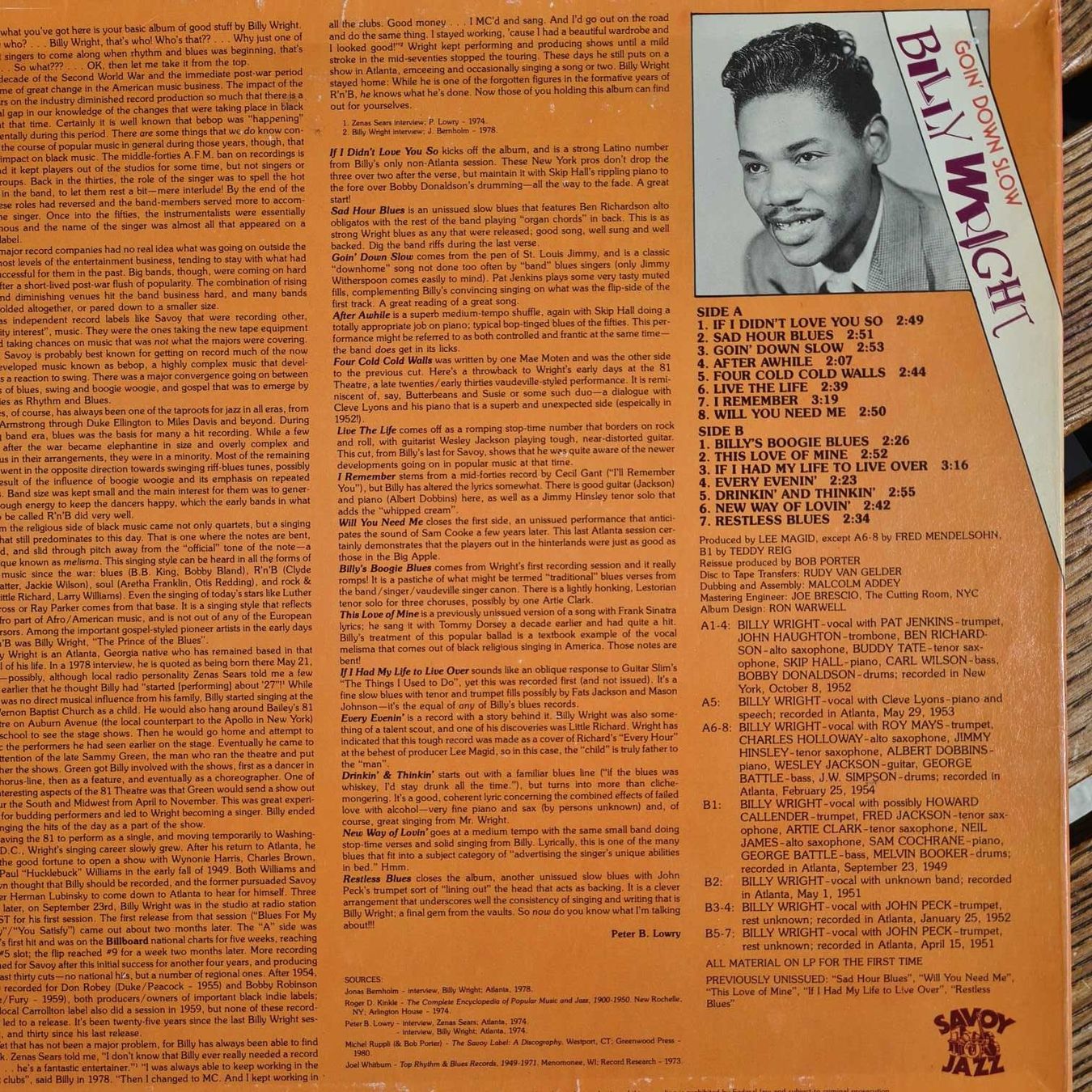 Schallplatten: LP - Billy Wright - Down Slow – Gebraucht aus Basel von Solarbebop 1