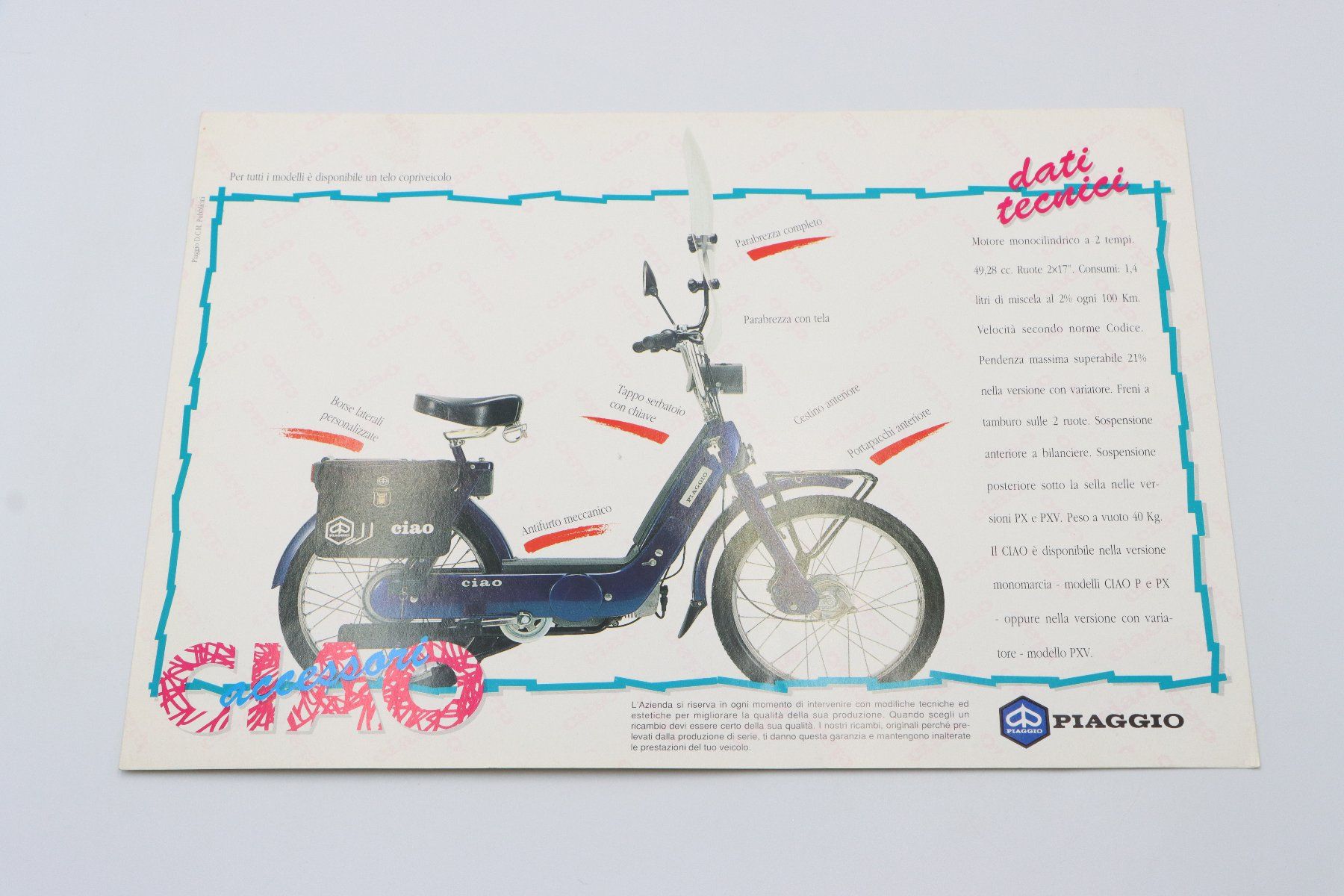 Piaggio Documenti: Piaggio Ciao PX / Accessori 1990 Prospektblatt – Usato da Bühl b.Aarberg venduto da Collectorpassions 4