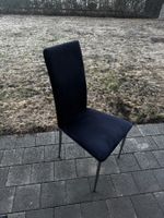 6 Esszimmerstühle schwarz (dunkelblau) mit Metallbeinen