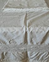2 Leintücher mit Spitze/ Monogramm Th E