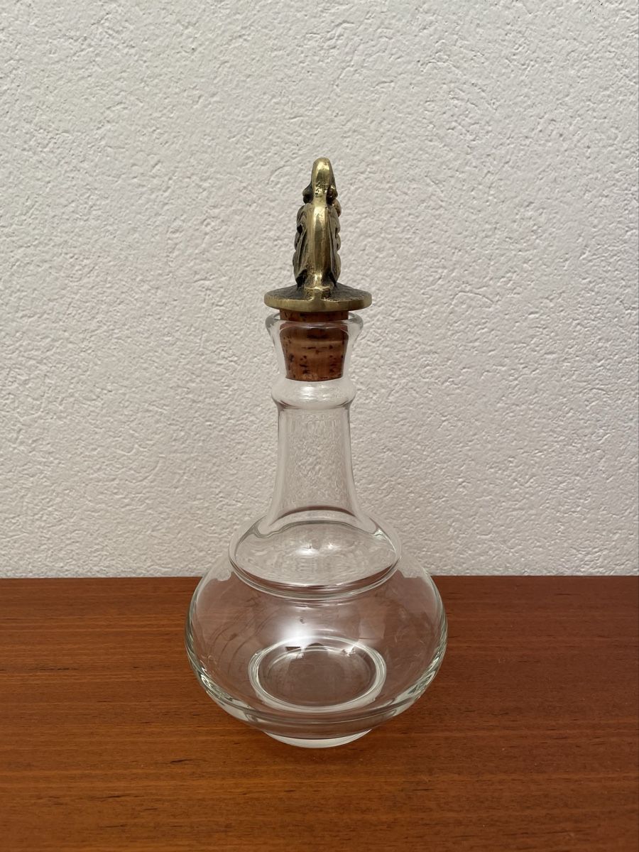 Caraffe: Vintage Glaskaraffe m. Steinlin Messing Stopfen Glas Karaffe – Usato da Zürich venduto da Vintagewiesel 3