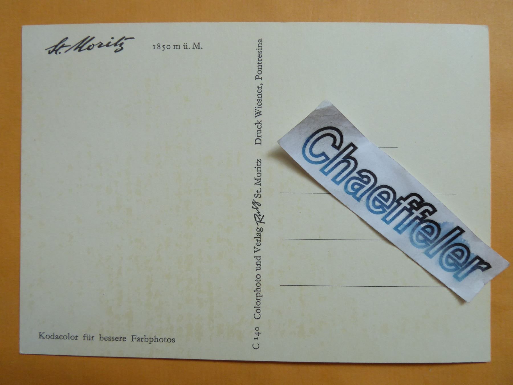 Cartoline postali: St. Moritz – Nuovo (secondo la descrizione) da Zürich venduto da Chaeffeler 1