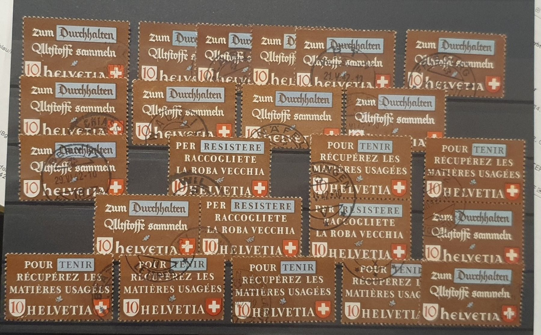 Alle Briefmarken: Lot Altstoffverwertung mit teils Plattenfehler – Gebraucht aus Balgach von SIMEON27