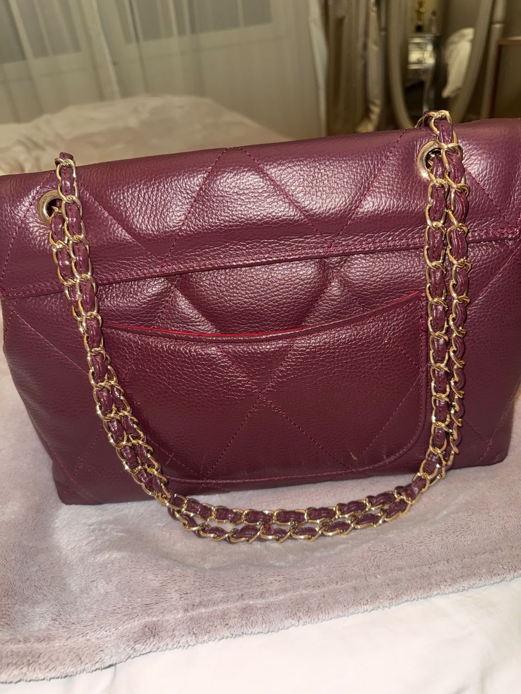 Borse da donna: Sac à main en cuir véritable violet – Usato da St-Maurice venduto da Sandrinette123 3