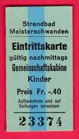 KARTON STRANDBAD EINTRITTSKARTE, GEMEINSCHAFTSKABINE, KINDER
