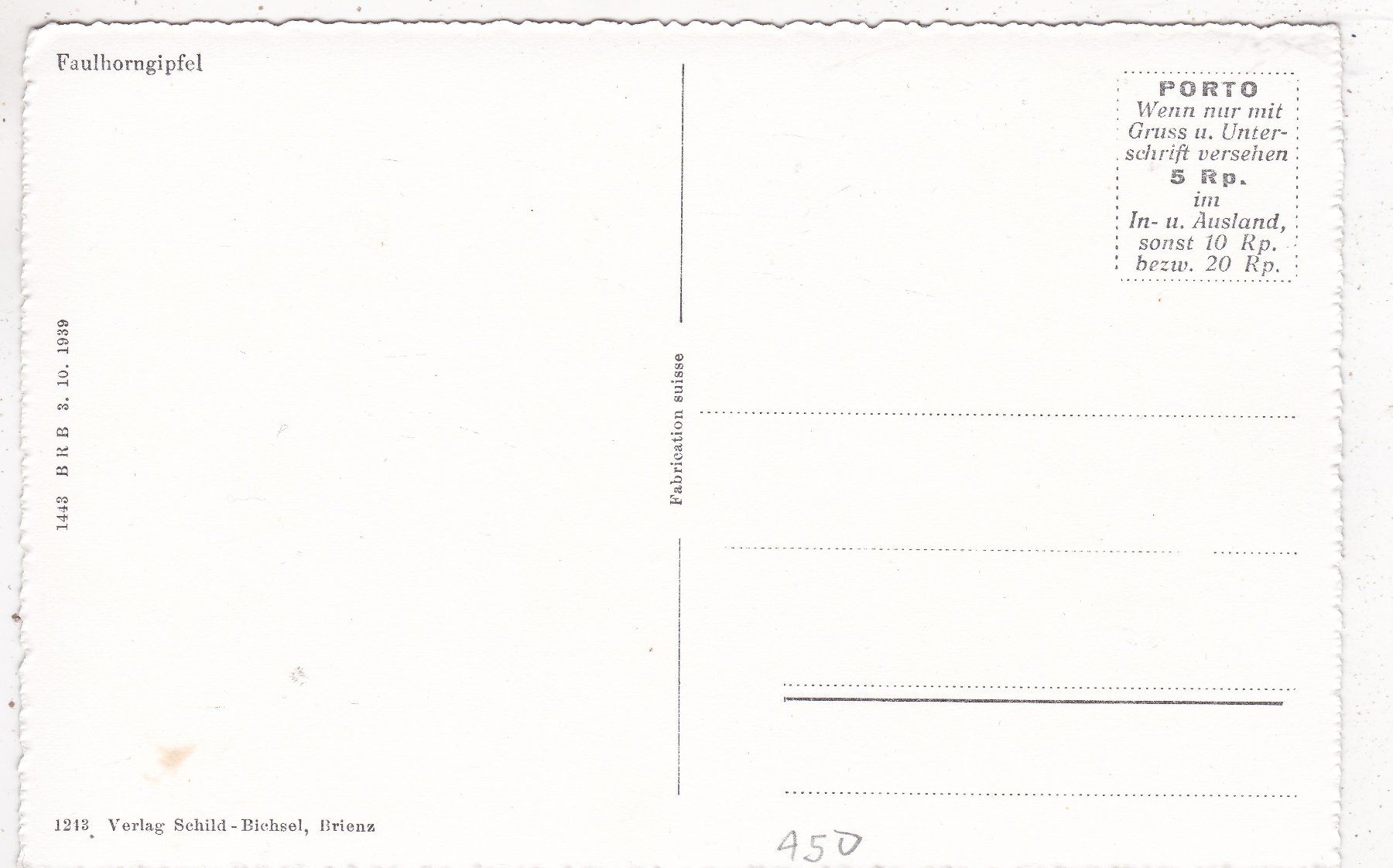 Cartoline postali: Faulhorngipfel – Usato da Herisau venduto da Lisegrat2008 1