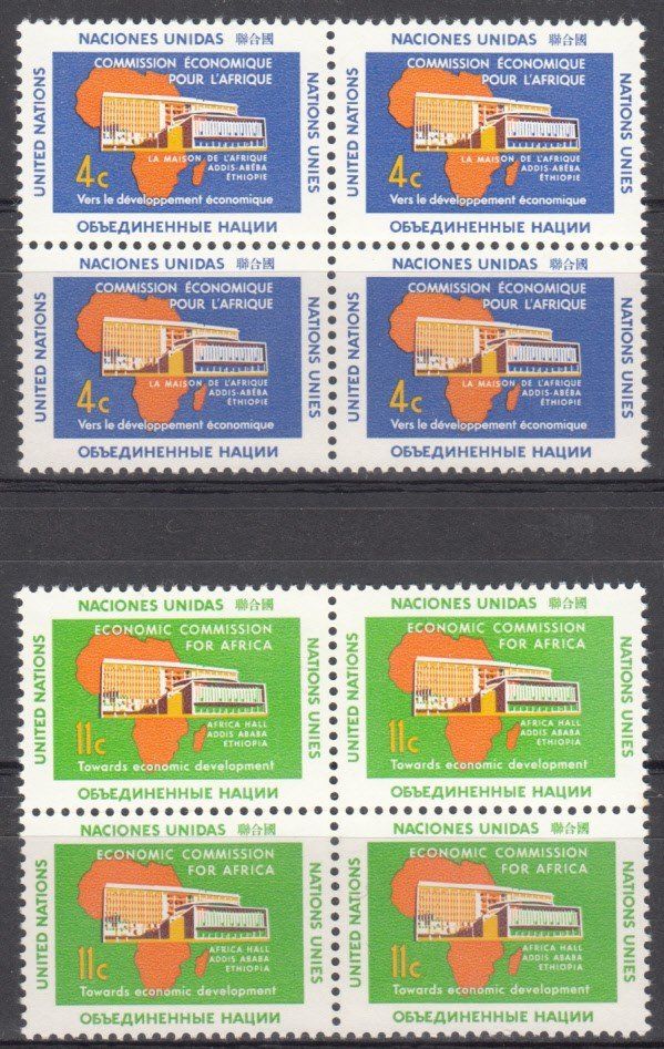 Tutti i francobolli: UNO NY Mi 109 - 110  im 4er-Block postfrisch – Nuovo e nell'imballaggio originale da Bürglen TG venduto da StampGraf