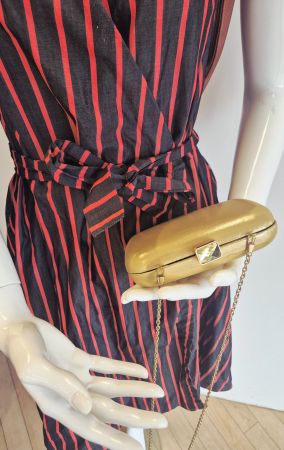 CLUTCH LEDER TASCHE JUVENA SWITZERLAND SWISS GOLD STRASSSTEI