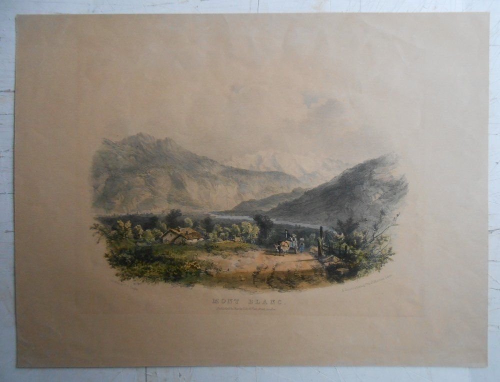 Incisioni: Mont Blanc. Lithographie von ca 1830. – Usato da Basel venduto da Domba