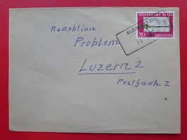 1960: rarer Aushilfsstempel KLEIN-LUETZEL (Solothurn)