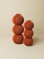 2er Set Moderne Vasen Terracotta - Rippen-Design (20cm&16cm)
