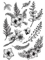 Silikonstempel Nr.643, Blumen, Zweige, Blätter
