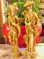 Paar asiatische Speckstein Figuren 1960er