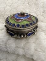 Antike Pillendose!Schmuckdose (vermutlich.) Silber + Emaille